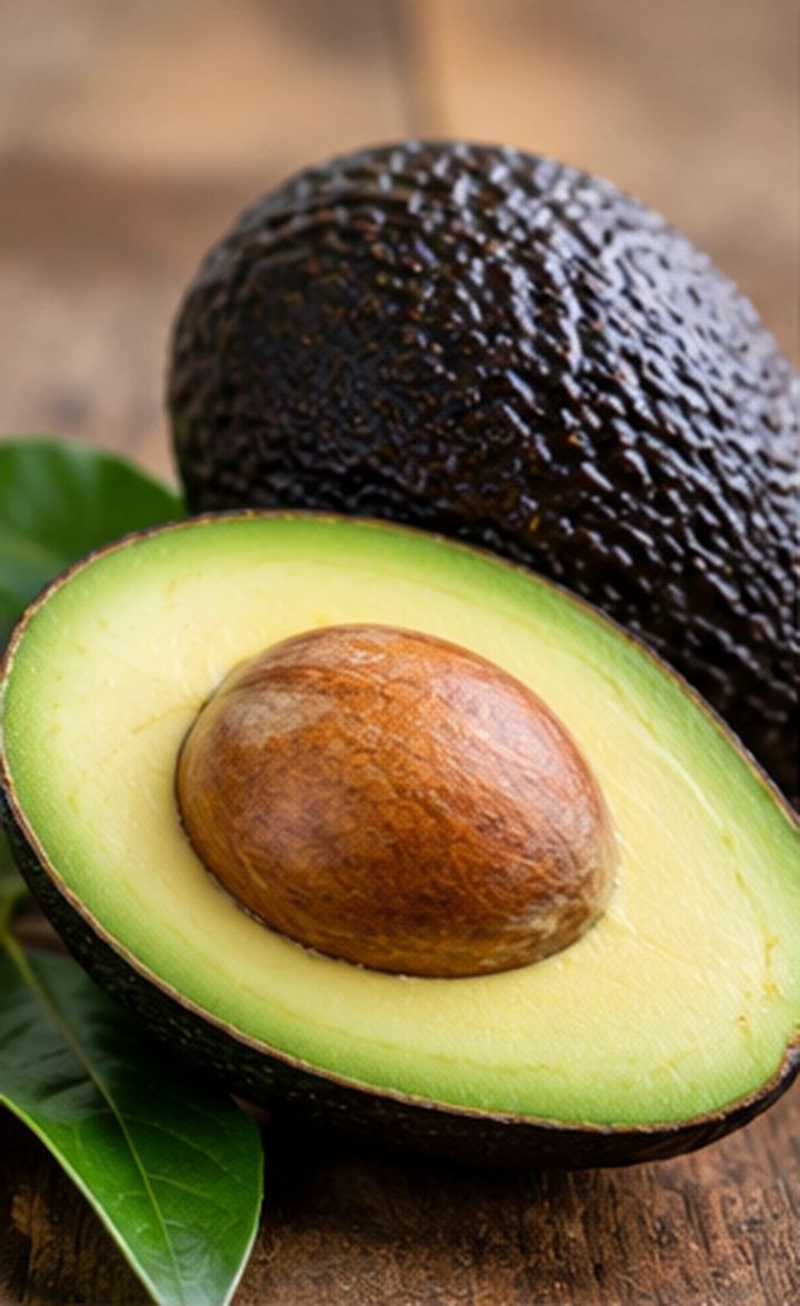 Aguacate Hass cortado con hueso
